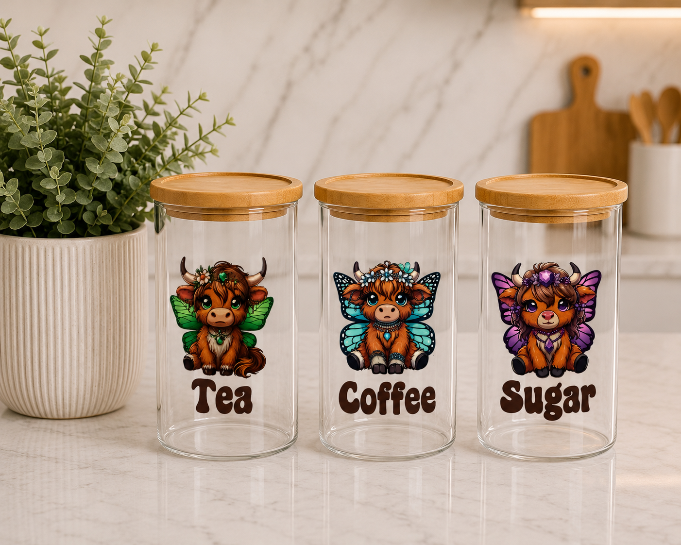 Cow Butterflies 1.7L set of 3 Canisters