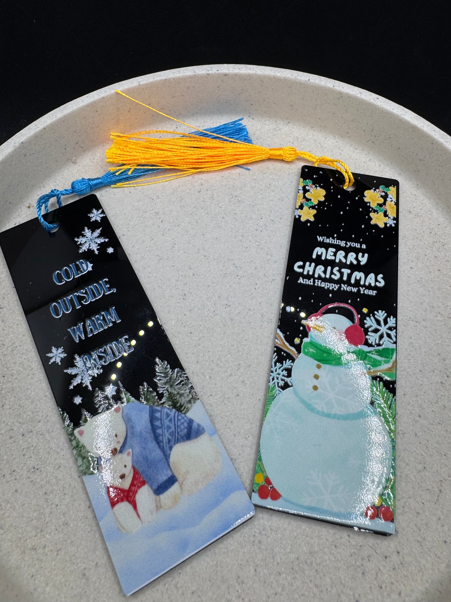 Christmas black rectangle bookmarks