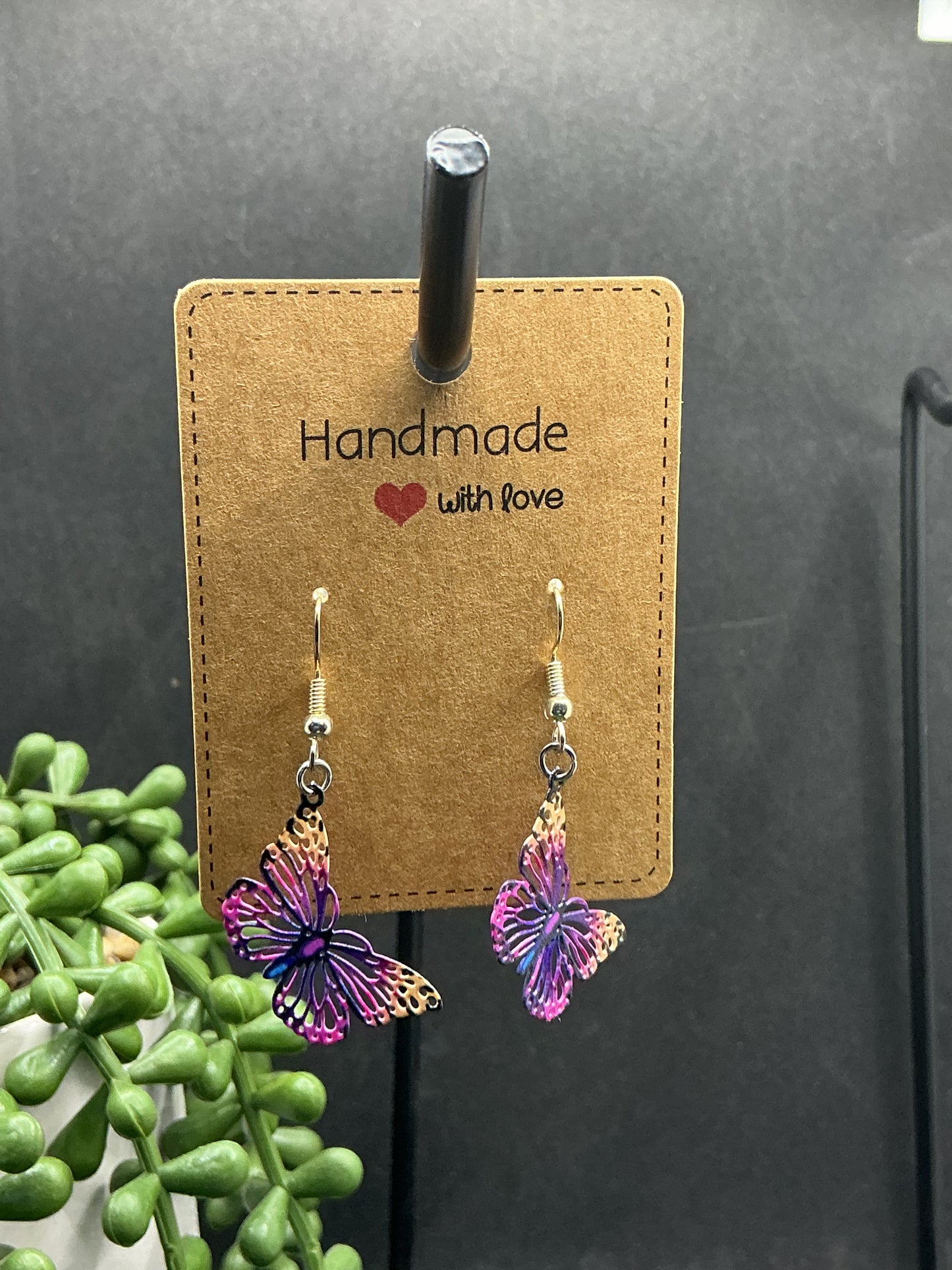 Small metal colour butterfly earrings