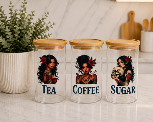 Tattoo Girl 1.7L set of 3 Canisters