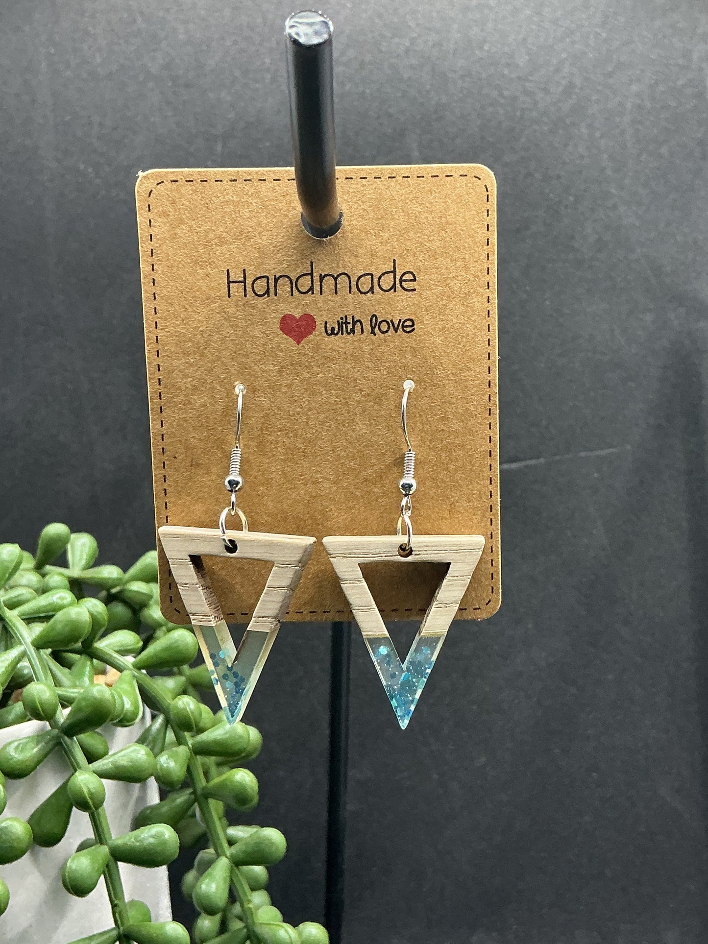Glitter wood earrings