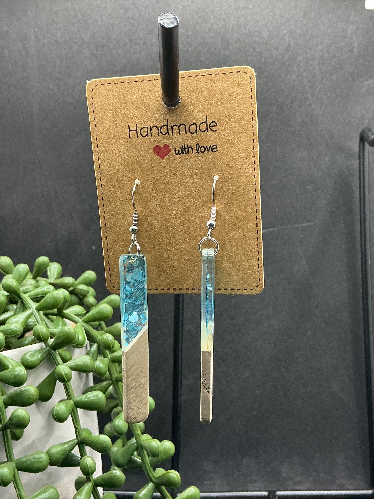 Glitter wood earrings