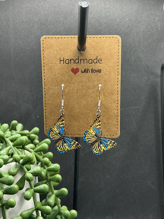 Small metal colour butterfly earrings