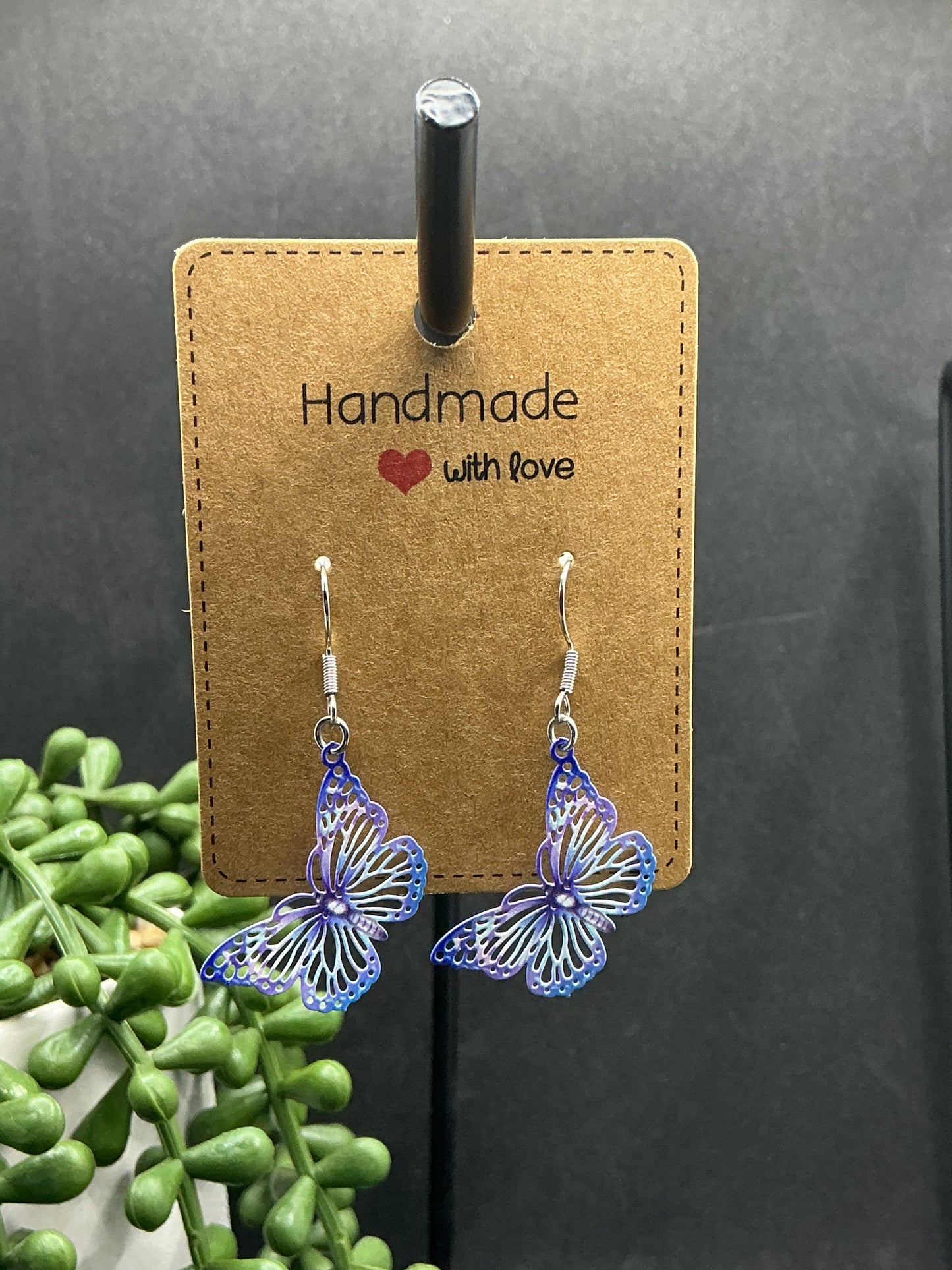 Small metal colour butterfly earrings