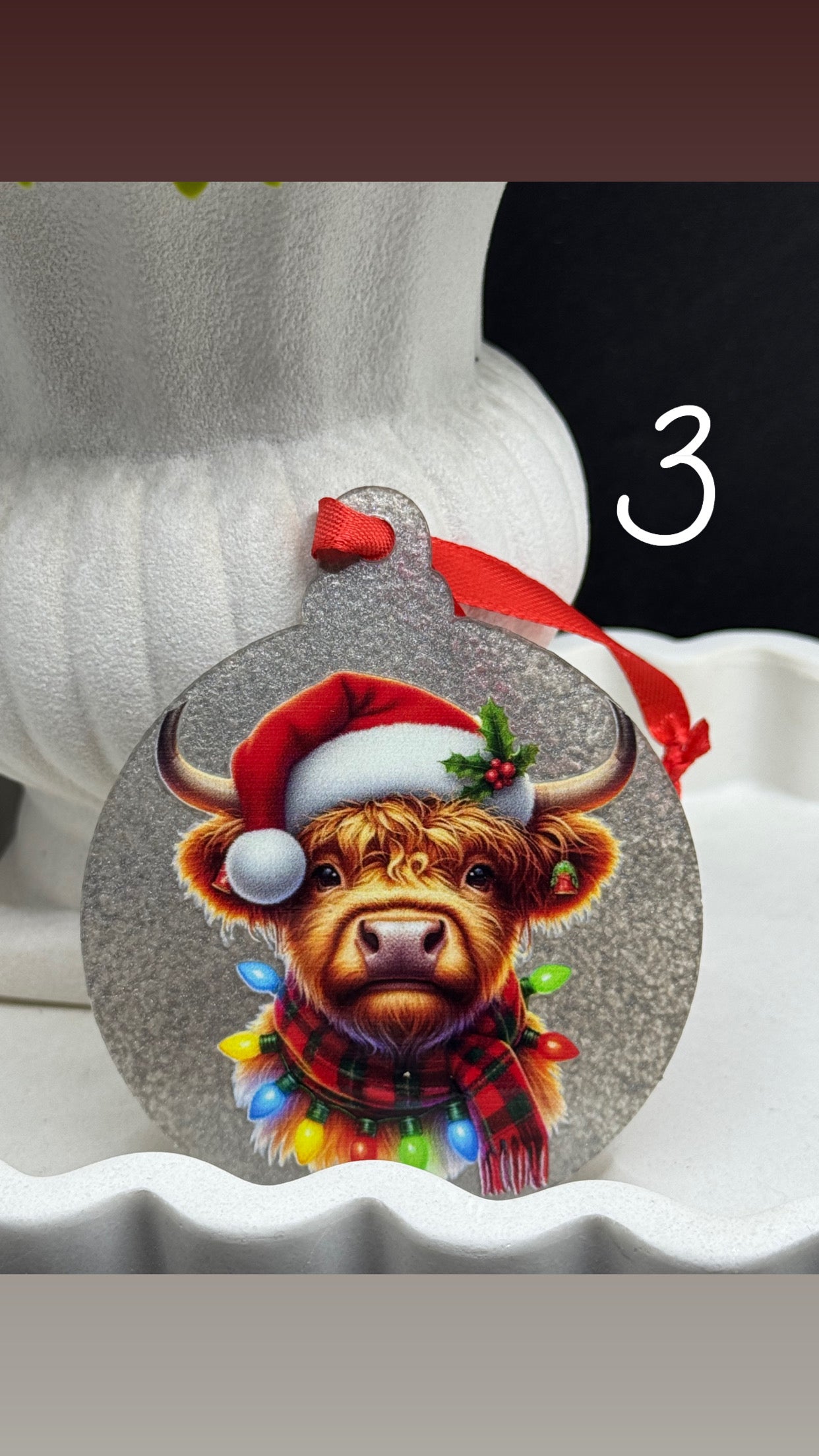 Highland Cow Christmas Ornaments