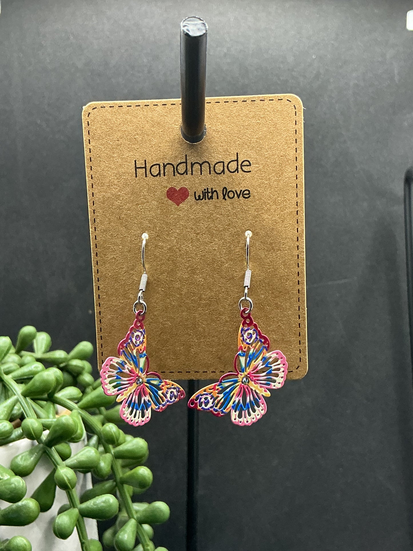 Small metal colour butterfly earrings