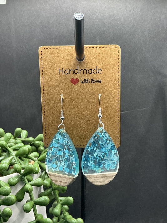 Glitter wood earrings