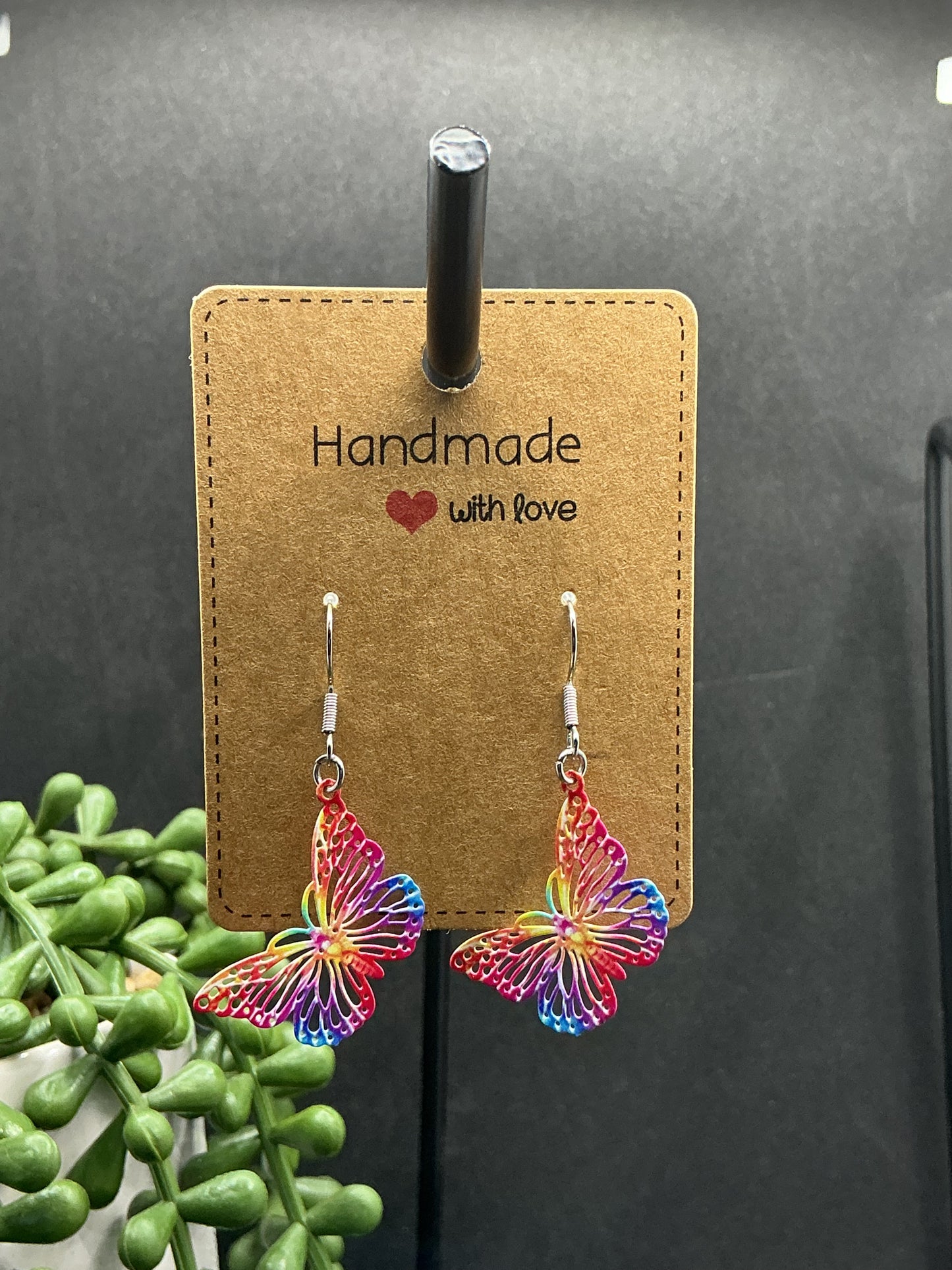 Small metal colour butterfly earrings
