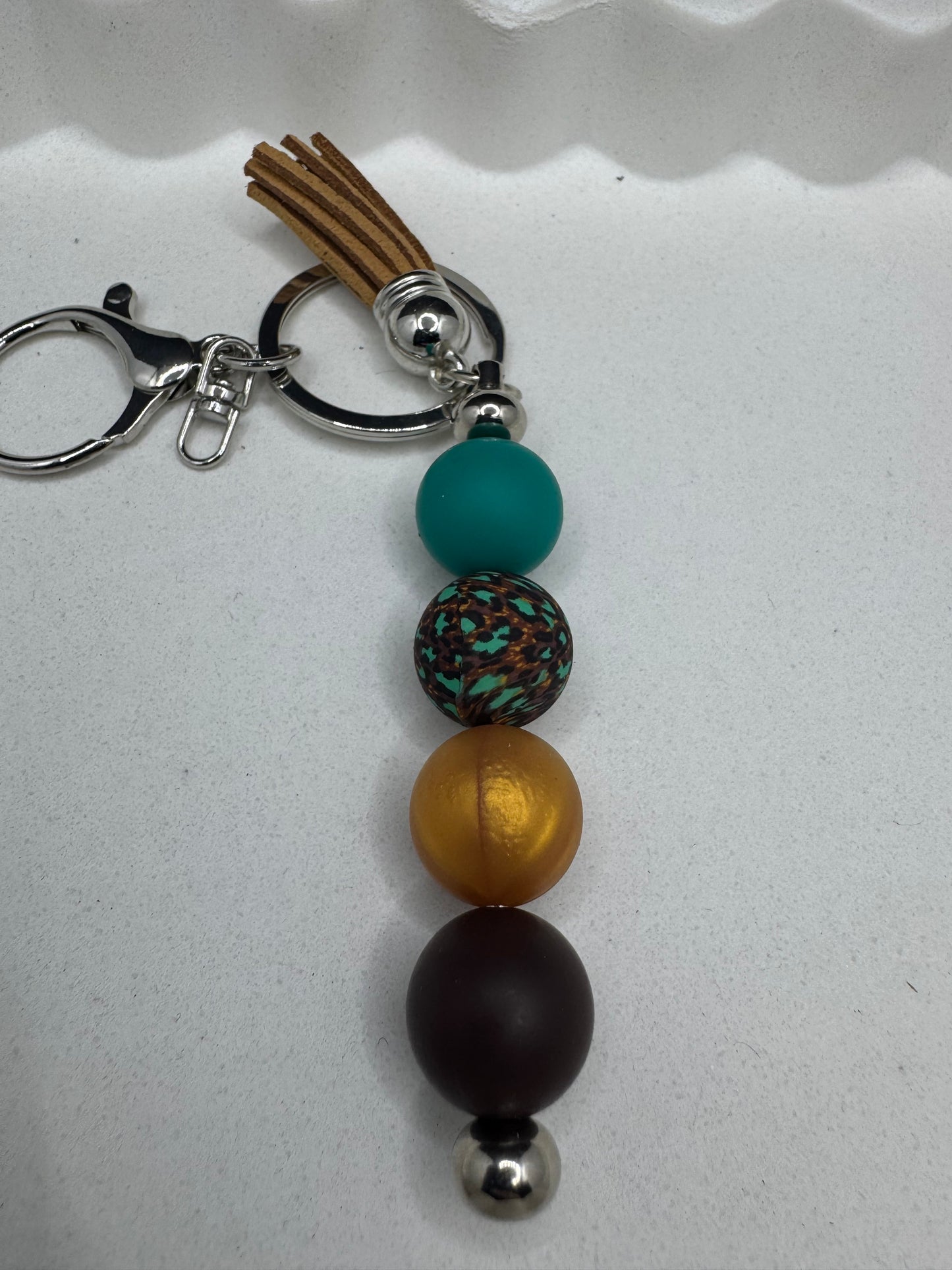 Aqua & gold keychain