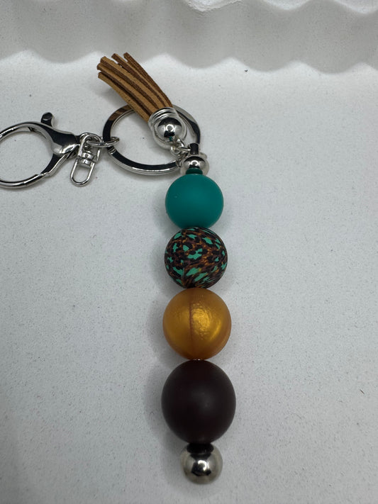 Aqua & gold keychain